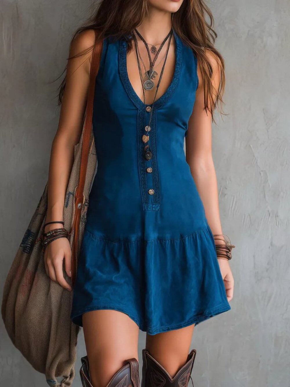 Full Size Sleeveless V-Neck Mini Dress Plus Size